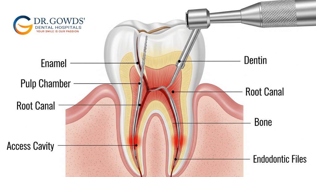 root canal treatment procedure, technology, and single visit rct