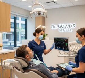 a patient relaxing comfortably under sedation during a wisdom tooth procedure at dr. gowds dental hyderabad.